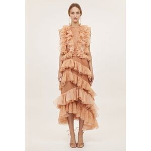 Ulla Johnson Runway Pink Salmon Ruffled Cocktail Dress